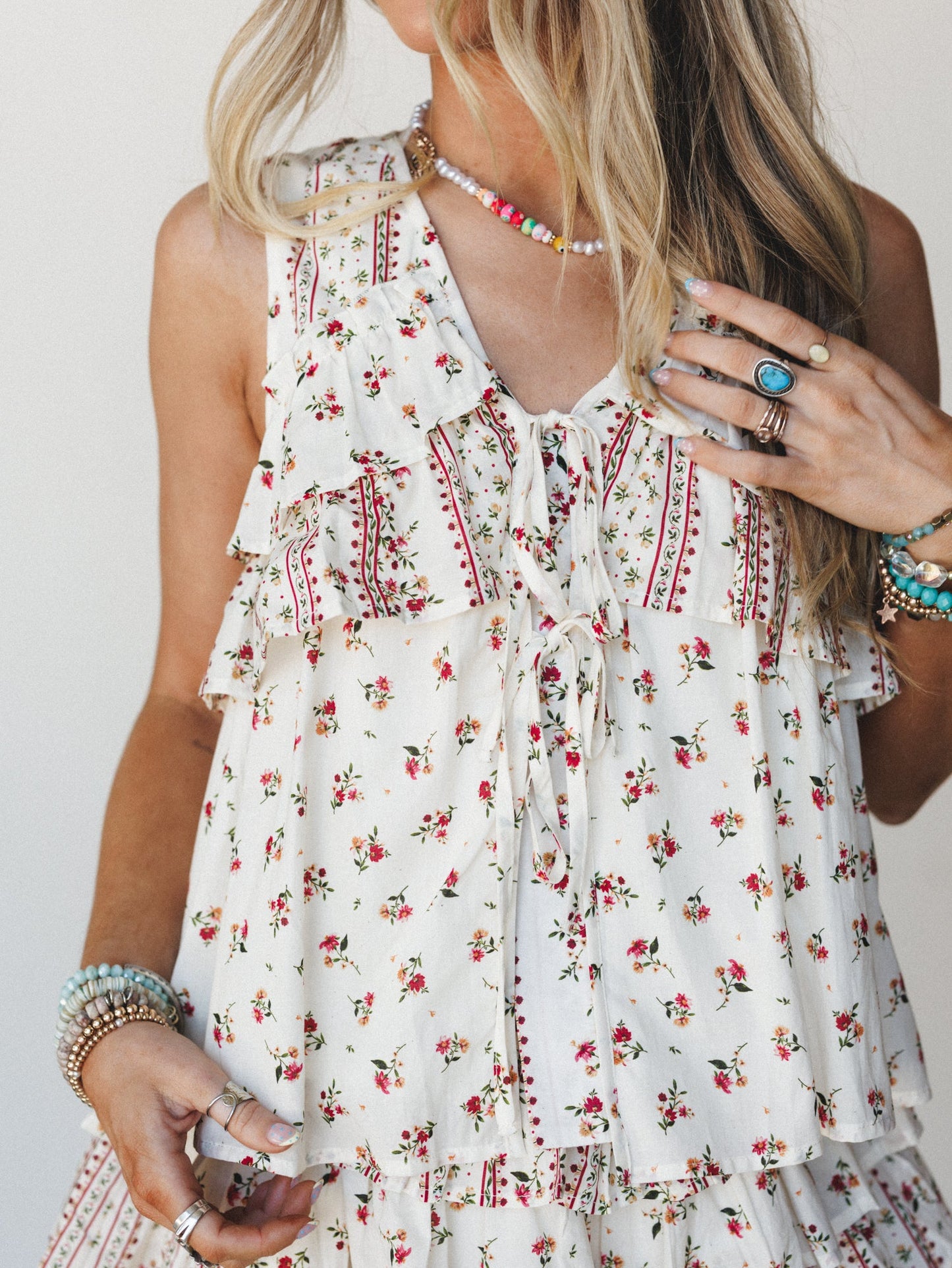 Festival Nights Top - Ivory Multi