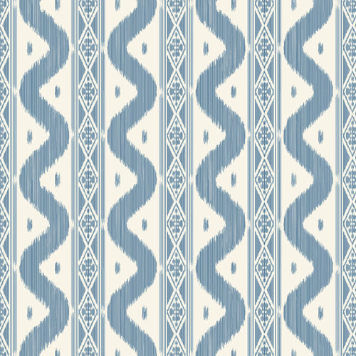 Blue Ikat Stripe Wallpaper