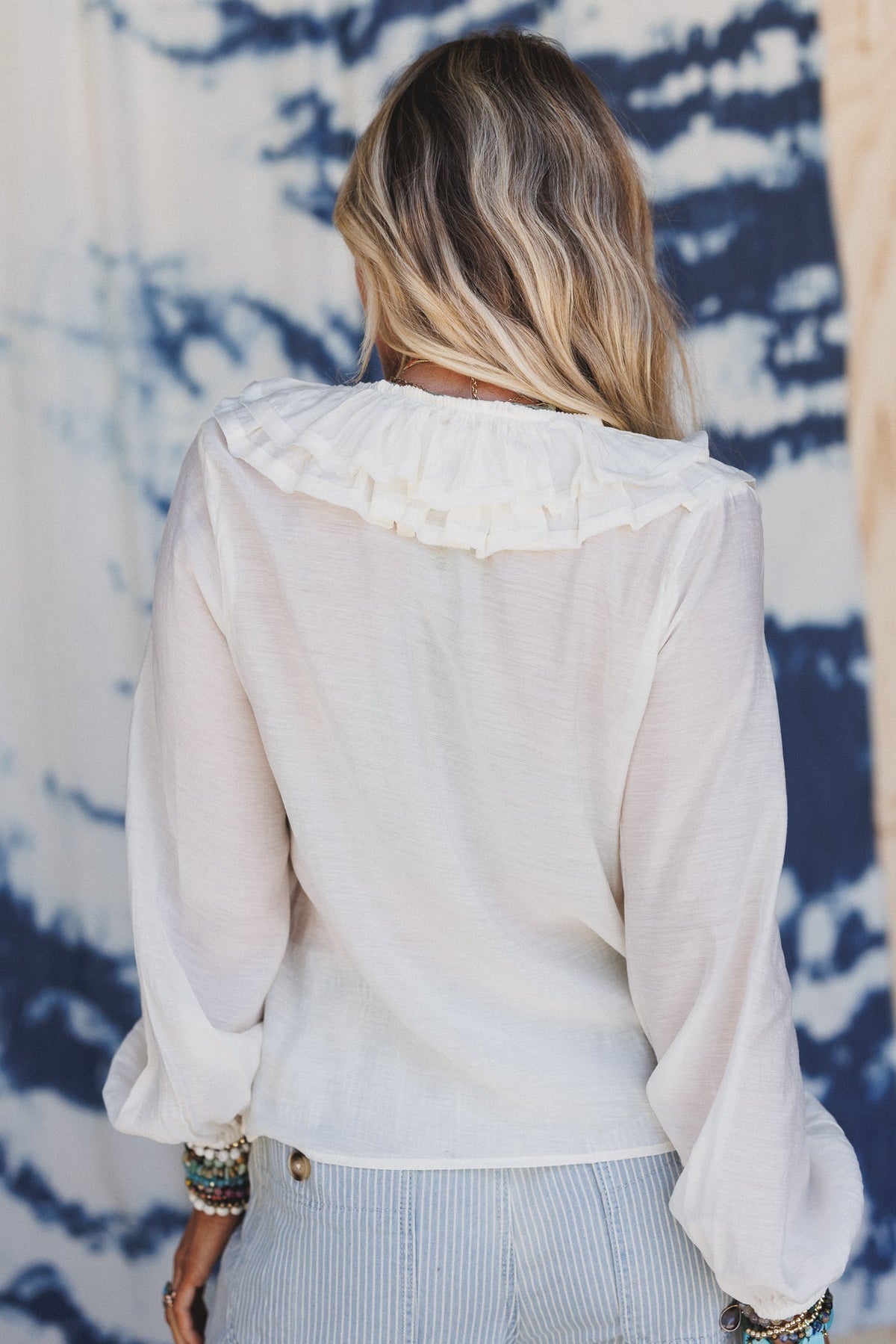 Alila Ruffled V Neck Blouse - Off White