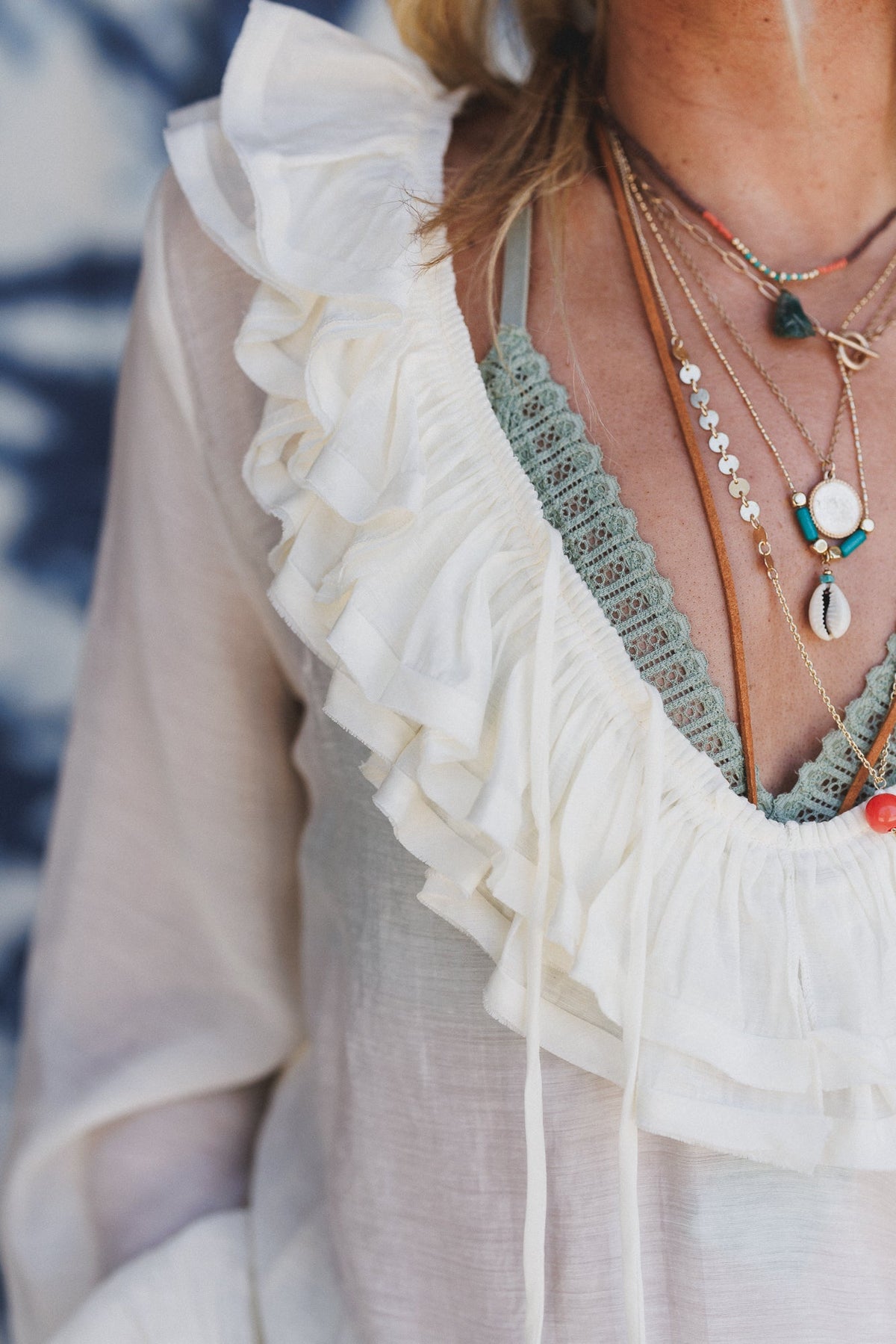 Alila Ruffled V Neck Blouse - Off White