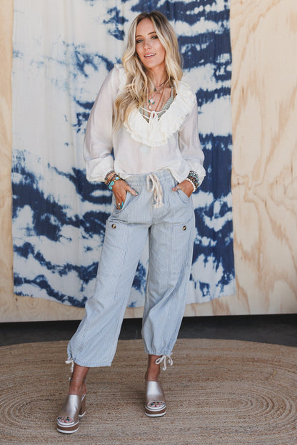 Alila Ruffled V Neck Blouse - Off White