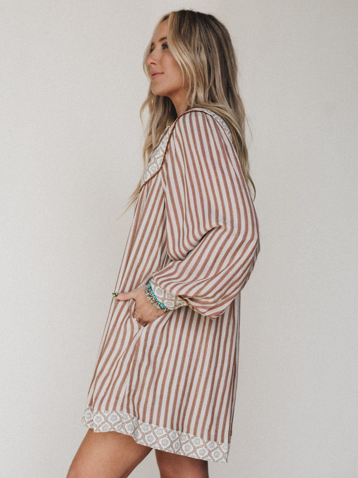 Amber Dress - Almond Stripe