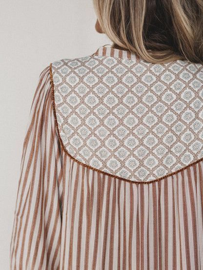 Amber Dress - Almond Stripe