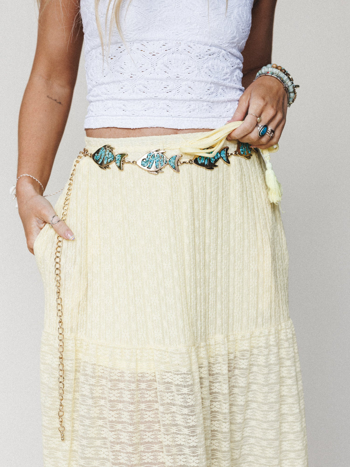 Boho Fish Chain Belt - Gold