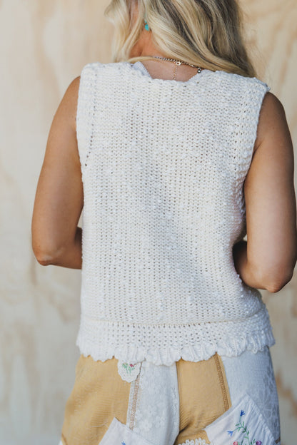 Drifting Blooms Crochet Top - White