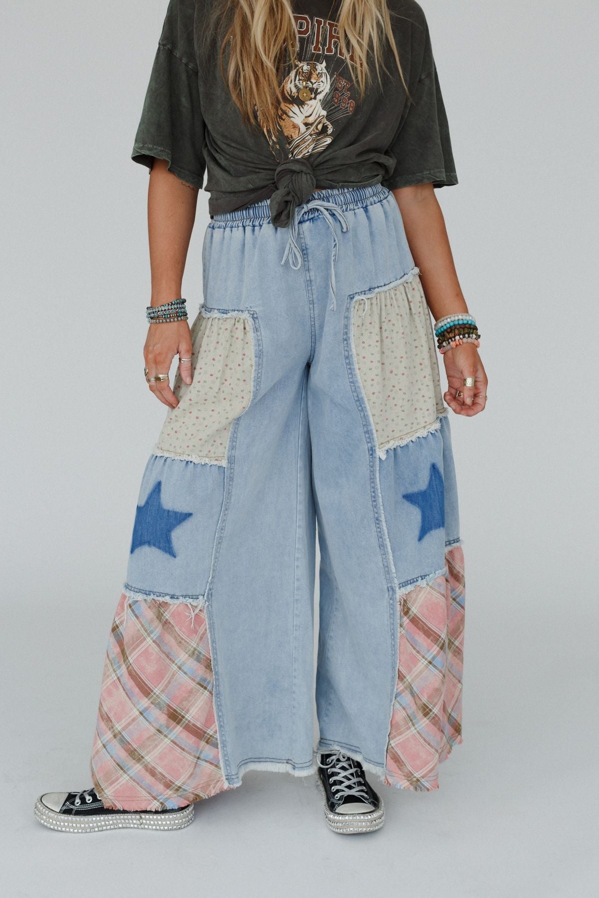 Coastal Chill Wide Leg Pants - Denim Multi