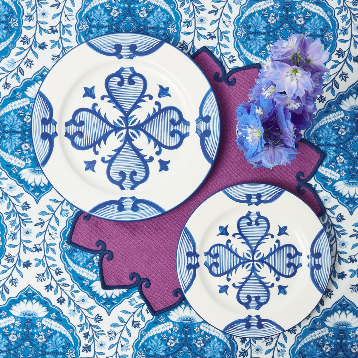 Blue Quatrefoil Starter Plate