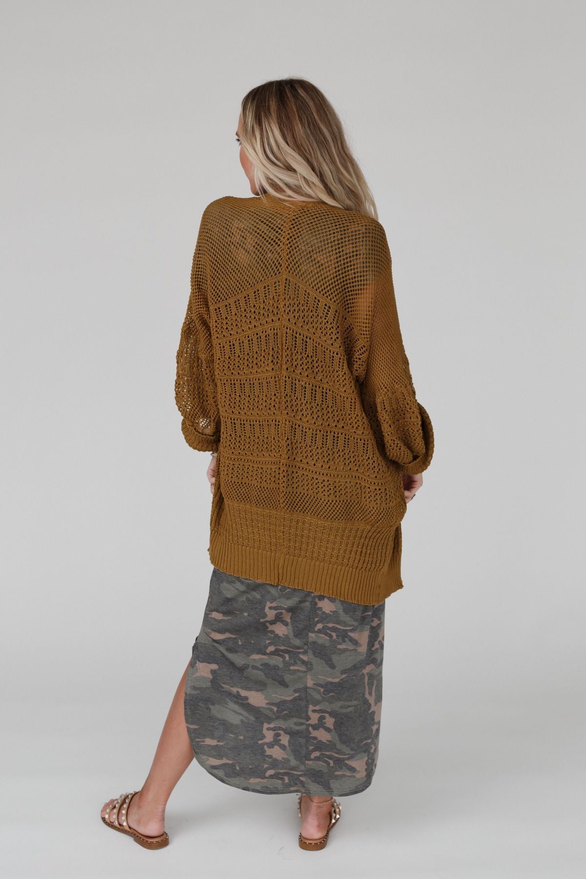 Brenden Knit Netted Cardigan - Brown - Pre Order