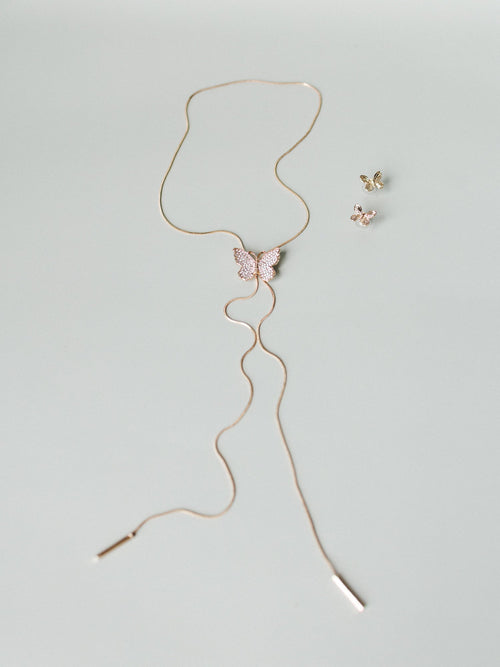 Butterfly Kisses Necklace & Earring Set - Gold