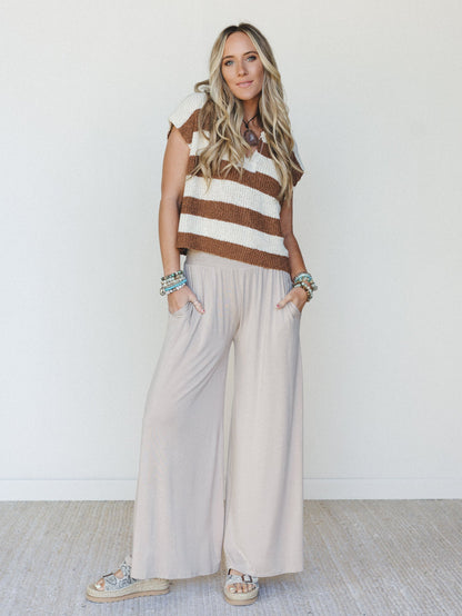 Comfort Above Wide Leg Pants - Ash Mocha