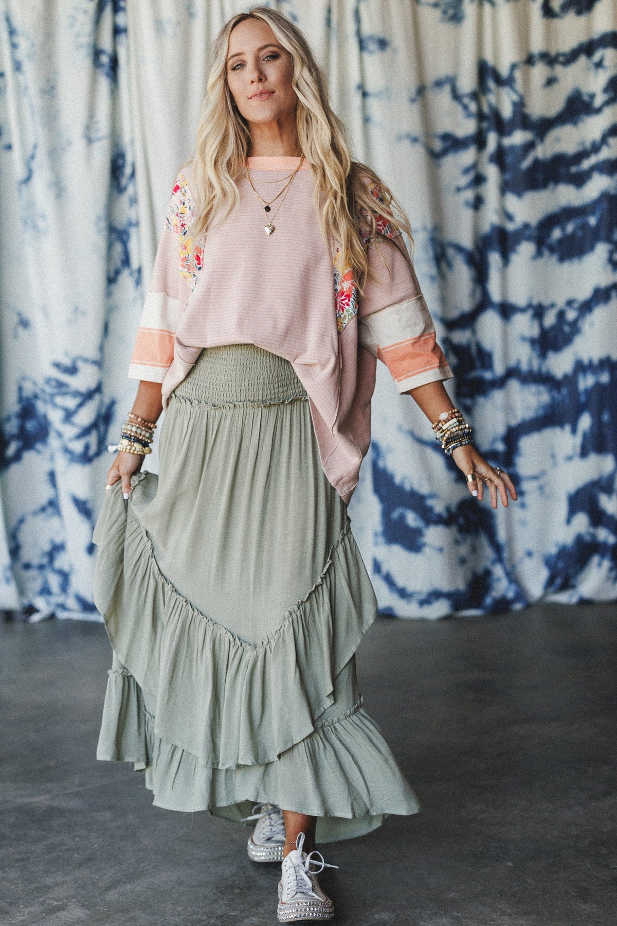 Britt Patchwork Top - Apricot
