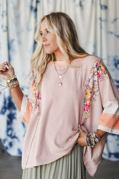 Britt Patchwork Top - Apricot