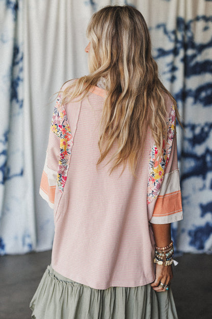 Britt Patchwork Top - Apricot