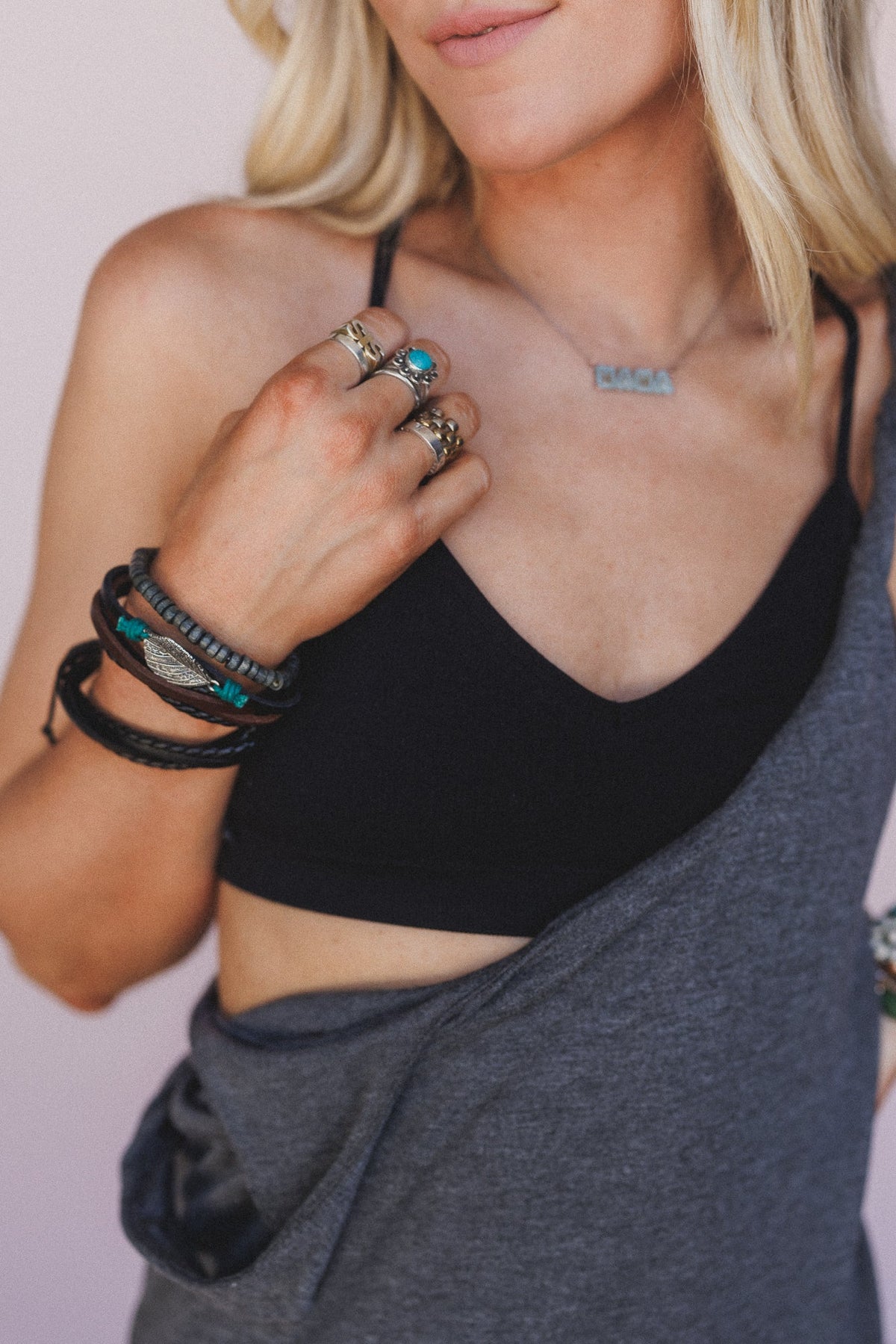 Crescent Moon Tattoo Bralette - Black