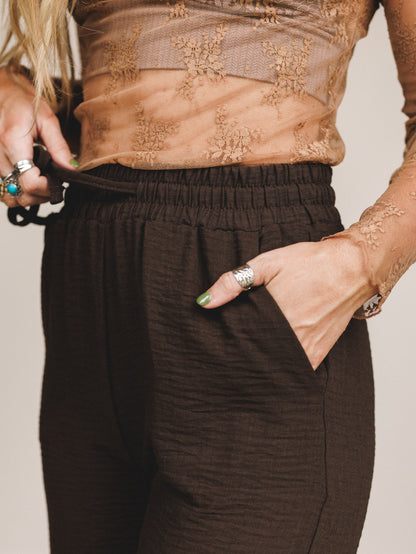 Easy Flow Wide Leg Pant - Brown