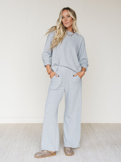 Here To Lounge Matching Set - Heather Gray