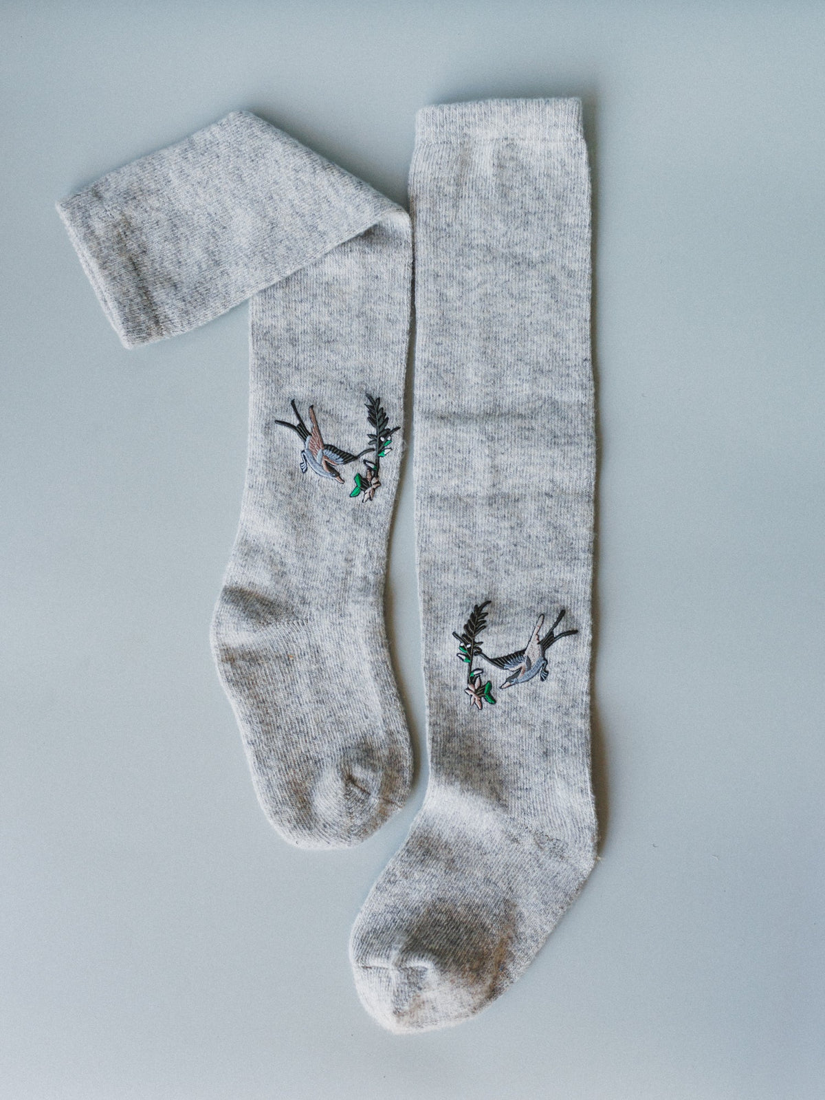 Birds Of A Feather Knee High Socks - Heather Gray