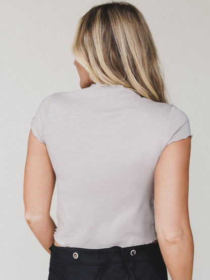 Bloom Edge Cropped Tee - Ash Mocha