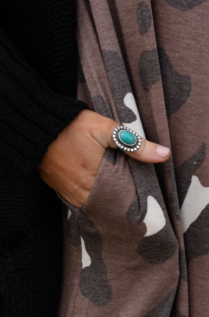 Hidden Beach Adjustable Turquoise Ring - Silver