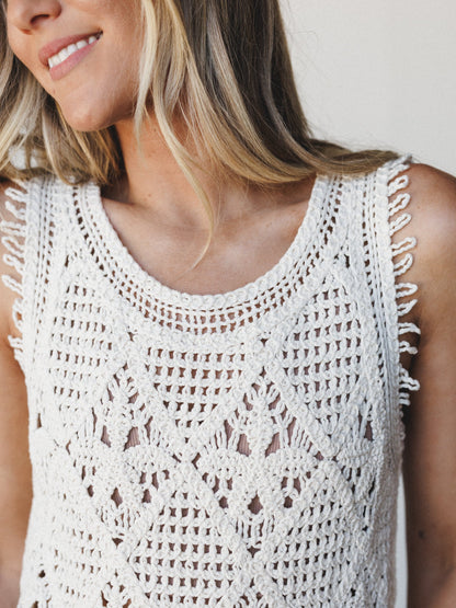 Breezy And Easy Crochet Tank - Natural