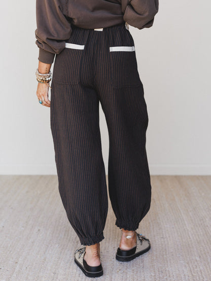 Ahoy Boho Striped Joggers - Midnight