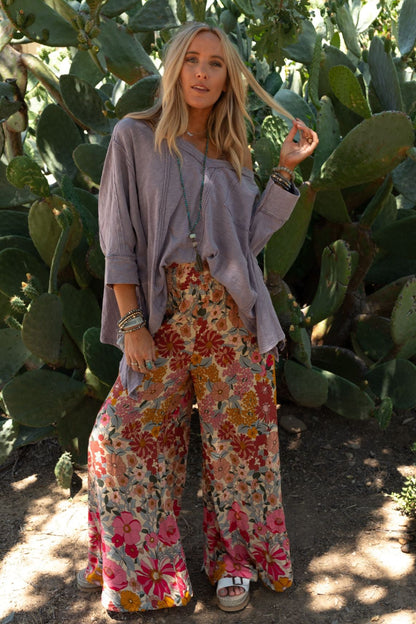 Groovy Gardens Wide Leg Pant - Pink