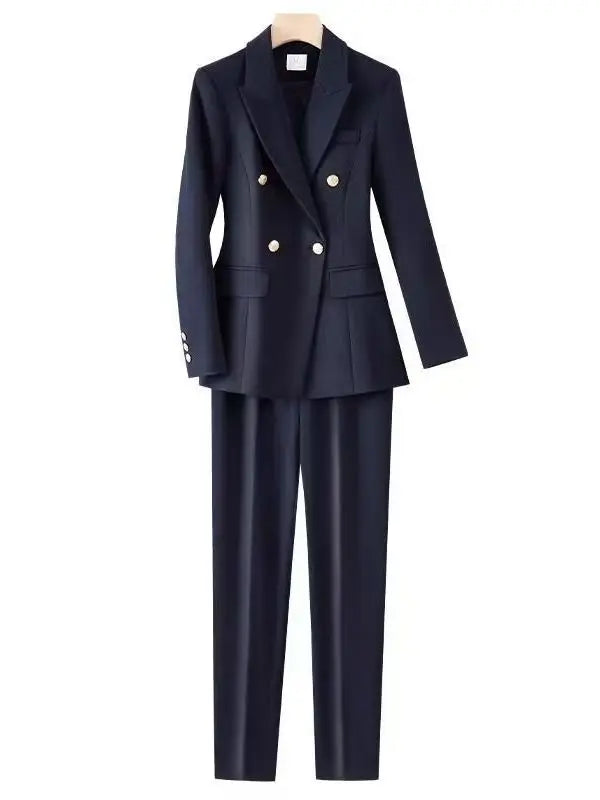 Black Career Suit Set for Women Spring Autumn 2025 New Style Student Uniform Long Sleeve Polyester Fiber Workwear Pants