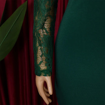 Sexy Bodycon Dresses for Women O Neck Lace Sleeve Sheath Package Hips Mid Calf Female Luxury Birthday Party Dinner Vestidos