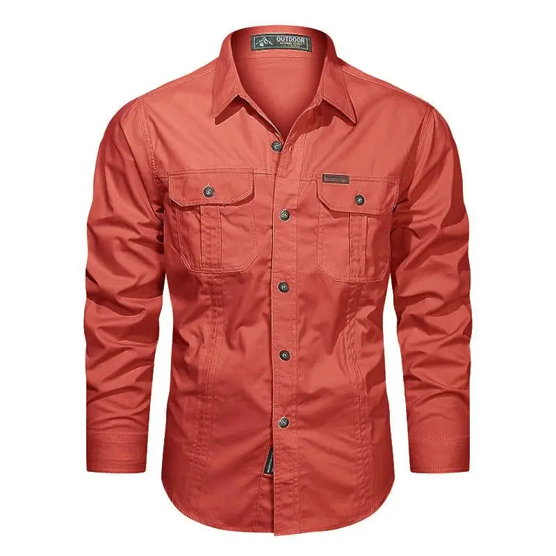 2024 Spring Cotton Cargo Shirt for Men Long Sleeve Multi-Pocket Shirts Outdoor Casual Clothing High Quality Military Overshirt