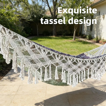 Bohemian Fringed Hammock – Single & Double Person for Outdoor Garden & Camping