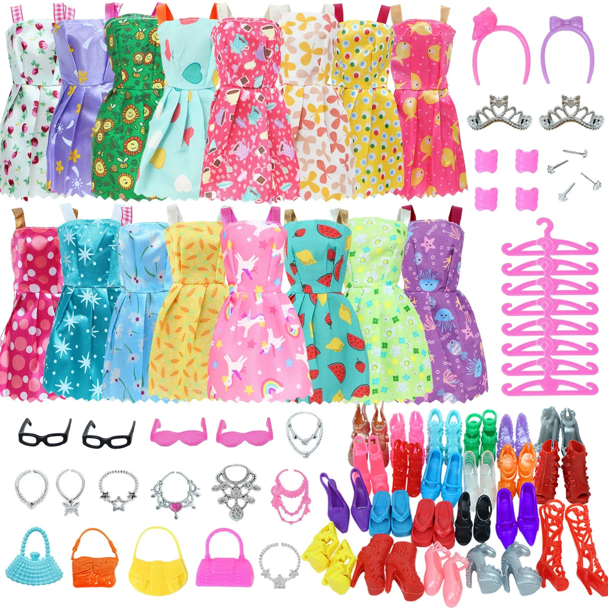 Random Doll Accessories Mini Dress Shoes Boots for 11.5'' Doll 30cm Handbags Crowns Hangers Glasses Doll Outfit Clothes Kids Toy
