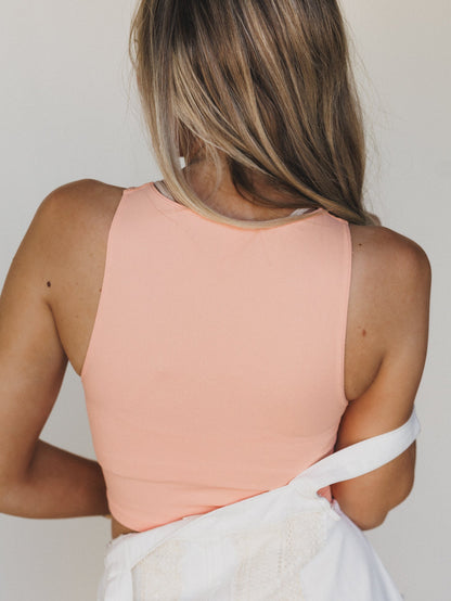 High Neck Seamless Brami - Cheerful Tangerine