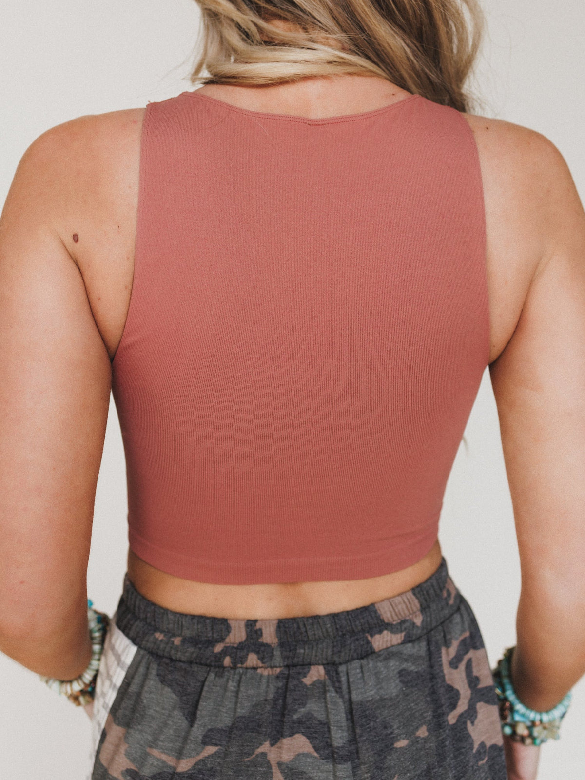 High Neck Seamless Brami - Chestnut