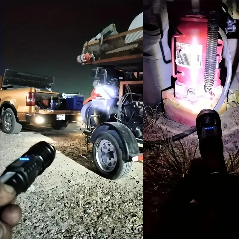 Rechargeable Zoomable LED Flashlight – 2-Pack, 200-500m Range, 5-8 Brightness Levels