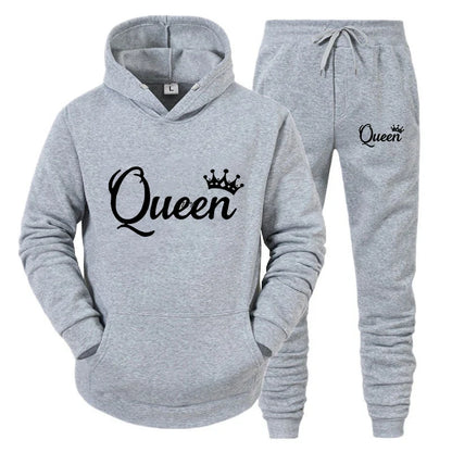 2023 Y2k Style Long Sleeve Hoodies Set Women Men Couple Sweatshirt Hoodies Trend Lover Tracksuit Queen King Printed New Fashion
