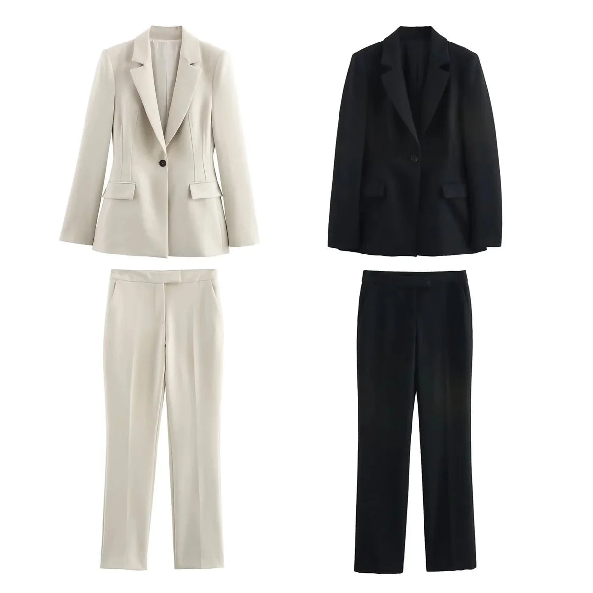 KONDALA 2026 Spring Summer Elegant Office Lady Solid Suits Fashion Slim Single Button Shrug Blazers Chic Zipper Flare Pants