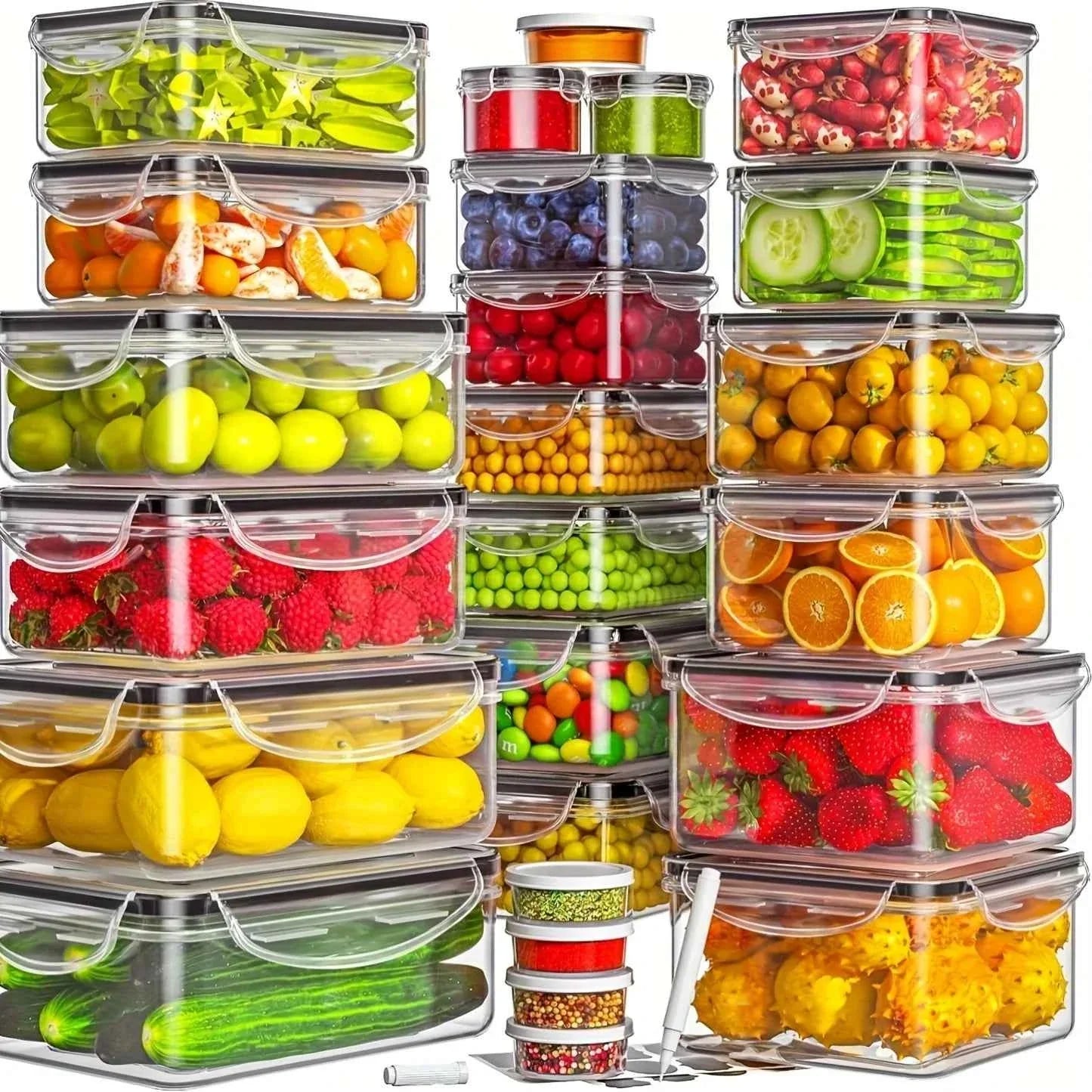 48-Piece BPA-Free Airtight Food Storage Set – 24 Containers & Lids with Labels