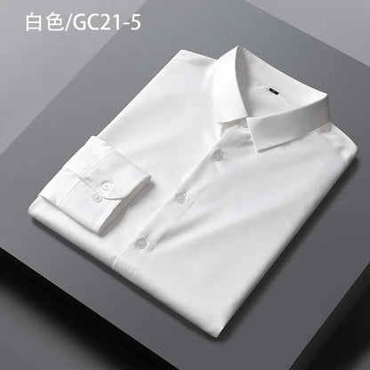 Quality Smooth Soft Anti-Wrinkle Men Shirts Long Sleeve Dress Shirts For Male Slim Social Business Blouse Solid Color Shirt 6XL