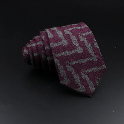 Men's Plaid Tie Cotton Black Grey Red Necktie Handmade Wool Narrow Collar Ties Wedding Business Party Suit Shirt Gift Accessory