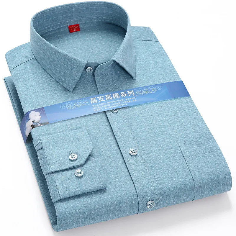 Plus Large 5XL 6XLsize Mens COTTON+Polyester NON-Iron Dress Shirt Regular Fit Soft Easy Care Smart Casual Purple Social Shirts