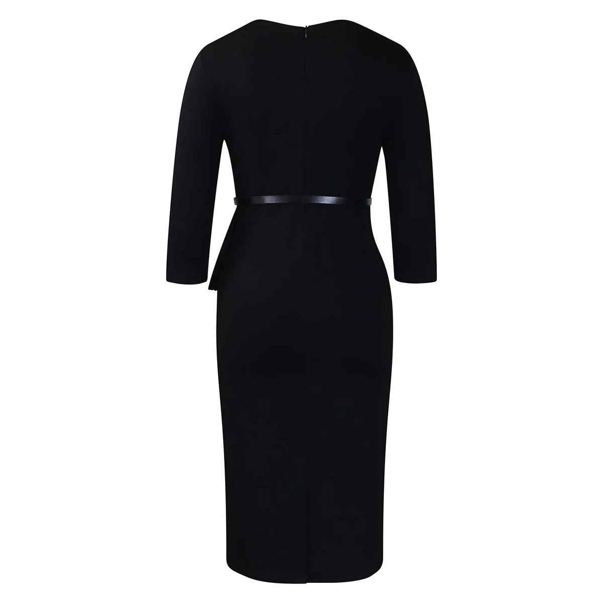 L-3XL Plus Size Elegant Midi Dress 2025 Spring Summer Women Office Lady Dress Casual 3/4 Sleeve Bandage Robe Oversize Dress