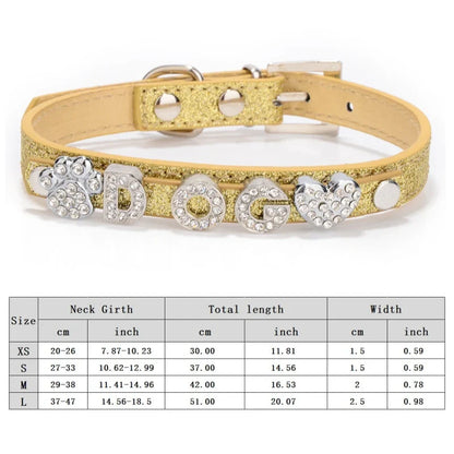 Personalized Dog Collar Bling Rhinestone DIY Names Puppy Cat Leather Collars Small Large Dog Necklace Free Name Pet Accessories