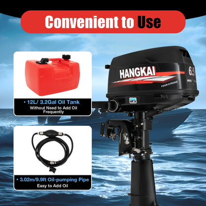 4-Stroke 6.5HP Outboard Motor 123CC, Gasoline Engine with with CDI Ignition & Water-cooling System for Inflatable Fishing Boat