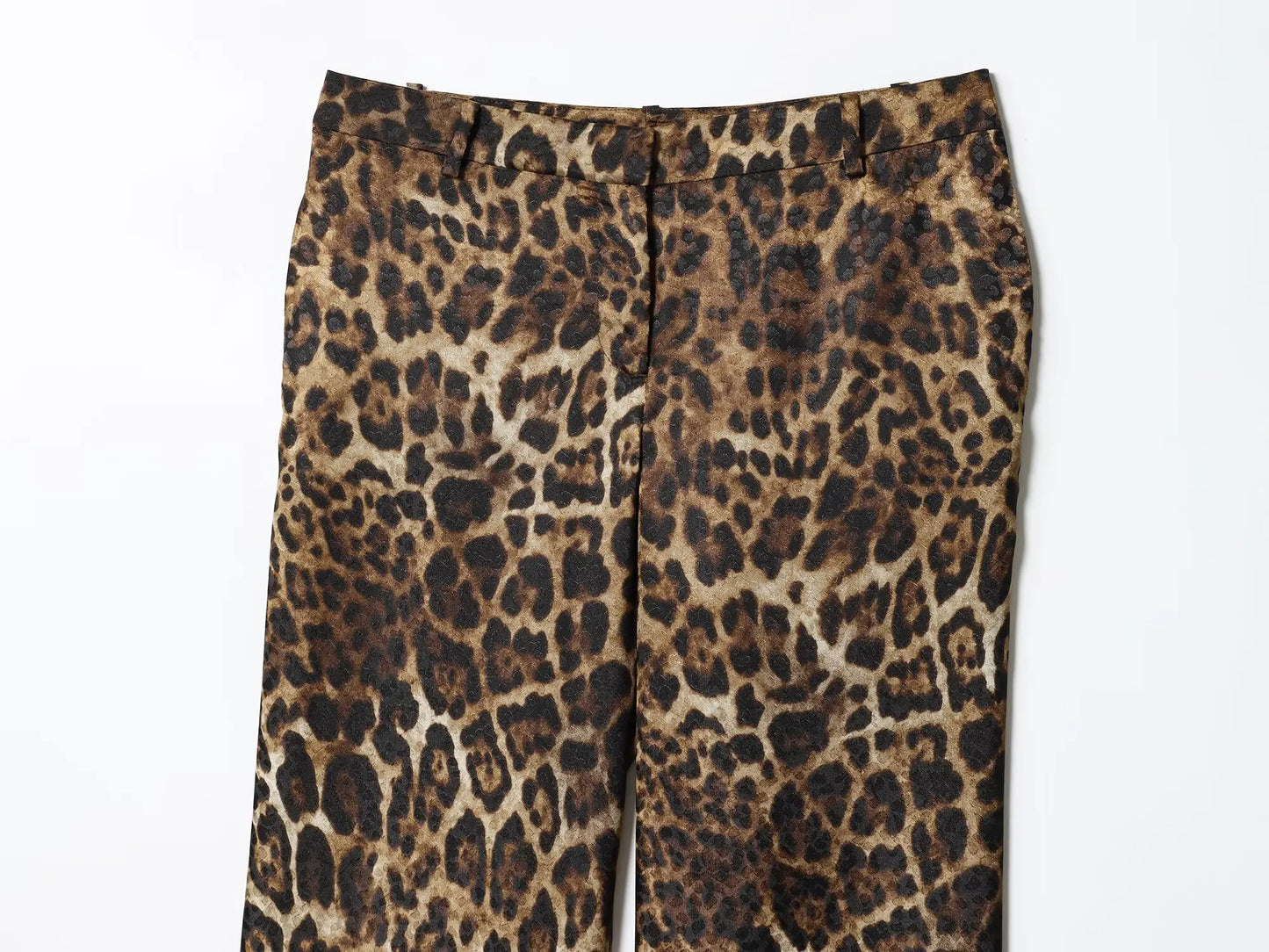 HH Women Autumn 2-Piece Set Chic Leopard Print Turn-Down Collar Pockets Belt Design Blazers+High Waist Zipper Wide-Leg Pants