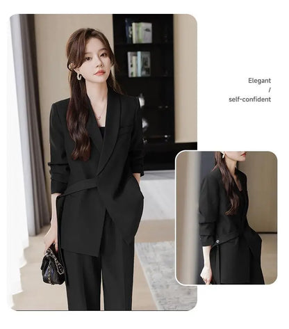 plus Size Wide Leg Pants Two Piece Set Big Brand Women's Spring Autumn New Sle Jaet And Pants Suit for Young Women 8-25