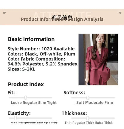plus Size Wide Leg Pants Two Piece Set Big Brand Women's Spring Autumn New Sle Jaet And Pants Suit for Young Women 8-25