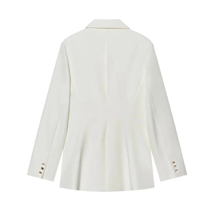 KONDALA Office Lady Chic White Women Blazer Suit Solid Long Sleeve Blazer Long Zipper Pants Fashion 2026 Spring Summer Suit