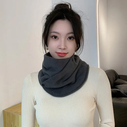 Lamb Fleece Women Scarves Winter Warm Fake Collar Scarf Solid Color Plush Bib Snood Female Windproof Wrap Neck Protection Polar
