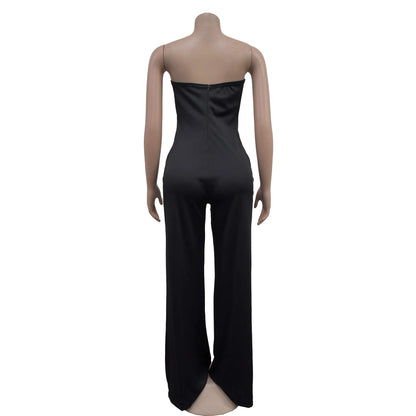 Summer Sexy Backless Women's Jumpsuit Fashionable Slim Fit Elegant Package hip Wide Leg Long Pants Female Party Jumpsuit 2025