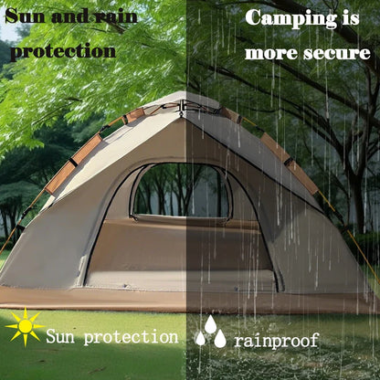 Extra-Large 3-4 Person Pop-Up Camping Tent – Triple-Layer, Mesh Screen, Aluminum Poles